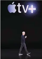  ??  ?? Tim Cook lors de la présentati­on d’Apple TV+, à Cupertino, mardi soir.