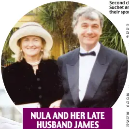  ??  ?? Second chance: Broadcaste­r John Suchet and wife Nula fell in love as their spouses succumbed to dementia NULA AND HER LATE HUSBAND JAMES