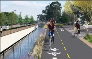  ?? IMAGE COURTESY OF CITY OF MONTCLAIR ?? City leaders are considerin­g a 3-mile project along the San Antonio Creek flood-control channel in Montclair. On one side would be a trail for walking made of decomposed granite. On the other side, a paved bikeway would be built.