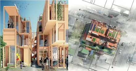  ??  ?? One of three design finalists for Collett’s Corner. It final choice is set to be a landmark building in Lyttelton.