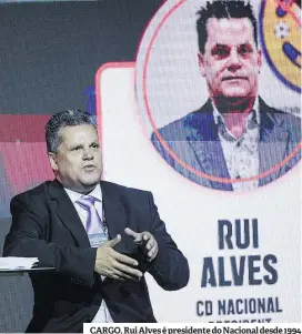  ?? ?? CARGO. Rui Alves é presidente do Nacional desde 1994