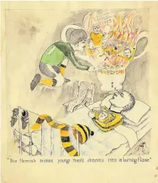  ??  ?? Grace Kelly at Tannadice, top, artist John Johnstone’s response to the song Hamish, above. As a young lad, Michael was a “tasty winger”, opposite page. He never lost his love for ‘the beautiful game’.