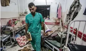  ?? December 2023. Photograph: AFP/Getty Images ?? A damaged room in Nasser hospital in Khan Yunis in the southern Gaza Strip on 17