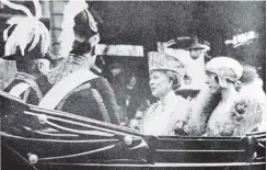  ?? ?? Queen Mary (centre) and Elizabeth of Bavaria, queen consort of Belgium drive to the Royal Palace, Brussels with Earl Haig and the British ambassador to Belgium. Otago Witness, 4.7.1922