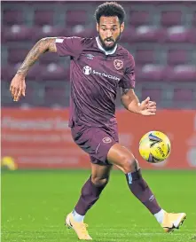  ??  ?? Jordan Roberts in action during Hearts’ 5-0 win over East Fife in Friday night’s friendly