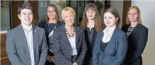  ??  ?? Gorvins team, from left, senior associate Michael Smoult, associate Linzi Perriman, managing partner, Lorraine Lockie with trainees Samantha Ikin, Samantha Shemilt and Karen Davenport