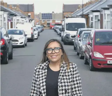  ??  ?? Coun Rebecca Atkinson in one of the streets next to Sunderland Royal Hospital.