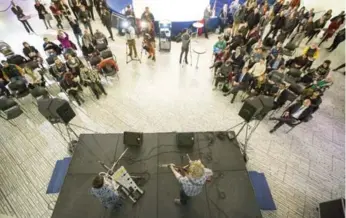  ?? CARLOS OSORIO/TORONTO STAR ?? The Young Novelists perform as part of a new city hall concert series.