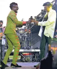  ?? PHOTOS BY CLAUDIA GARDNER ?? Beenie Man (left) and Beres Hammond onstage at Woodstock, Negril, on Tuesday night.