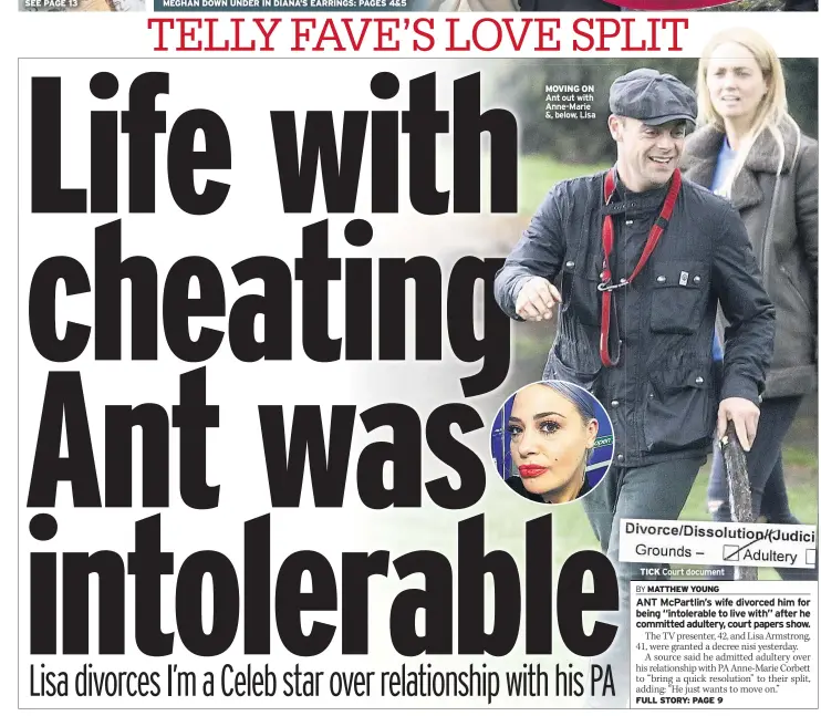  ??  ?? MOVING ON Ant out with Anne-Marie &amp;, below, Lisa TICK Court document