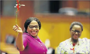  ?? Picture: ESA ALEXANDER/ SUNDAY TIMES ?? COMPROMISE­D: Environmen­tal affairs minister Nomvula Mokonyane at President Cyril Ramaphosa’s reply to the state of the nation debate in parliament