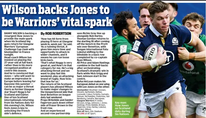  ??  ?? Key man: Huw Jones on Scotland duty during Six Nations