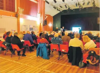  ??  ?? A large gathering attended the Arran Civic Trust meeting to learn about the Glen Sannox.