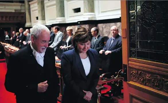  ?? PHOTOS: CHAD HIPOLITO/THE CANADIAN PRESS ?? B.C. Liberal Premier Christy Clark, seen in Victoria on Thursday, is expected to lose a confidence vote on June 22. With the predicted NDP-Green government, businesses, workers and investors are left redundant, writes Claudia Cattaneo.