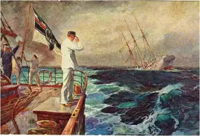  ??  ?? ■ A period postcard depicting the last salute to Ayesha from the Hoising, after she had been scuttled.