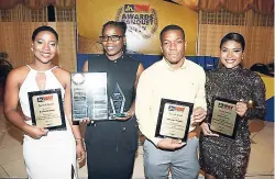  ??  ?? Winners of the special JN WAY awards display their trophies following the end of the 2017 JN WAY Awards Banquet, held on Sunday, May 21, at the Mona Visitors’ Lodge in Kingston. They are (from left) Rasheda Blake; JN WAY Team Player of the Year,...