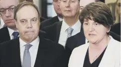  ??  ?? 0 DUP leader Arlene Foster and deputy Nigel Dodds