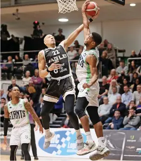  ?? ?? Newcastle Eagles star Corey Johnson looks to score against the Giants