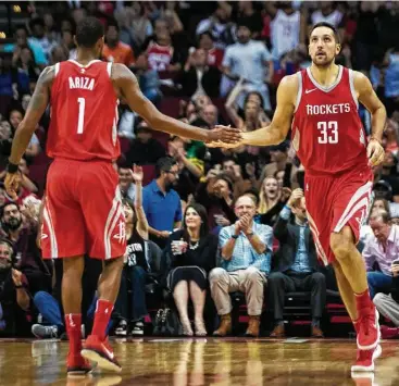  ?? Marie D. De Jesús / Houston Chronicle ?? With forward Ryan Anderson, right, averaging 17.2 points in his last five games coming off the bench, Rockets coach Mike D’Antoni says he likes the way his team is playing and doesn’t plan to tweak his starting lineup.