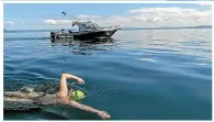  ?? ?? Caitlin O’Reilly is the youngest person to complete a doublecros­sing of Lake Taupō.