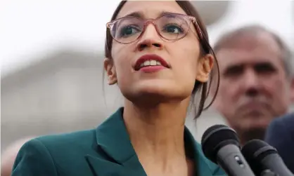  ??  ?? Alexandria Ocasio-Cortez at a news conference for the proposed Green New Deal. Photograph: Jonathan Ernst/Reuters