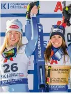  ?? ?? Strahlend: Mikaela Shiffrin (Silber) und Siegerin Marta Bassino.