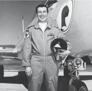  ??  ?? In his role as the Red Knight, Bill Slaughter was the lead aerobatic pilot in the RCAF.