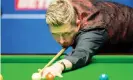 ??  ?? Kyren Wilson was in impressive form as he moved into a 10-6 lead over the defending champion Judd Trump, needing three more frames to reach the semi-finals. Photograph: Benjamin Mole/WST/Shuttersto­ck