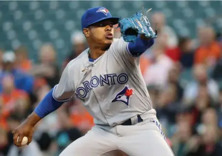  ?? ROB CARR/GETTY IMAGES ?? Marcus Stroman and the rest of the Blue Jays rotation continue to rack up innings and confidence. Stroman went seven innings in Baltimore for his third win of 2016.