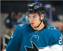  ?? NHAT V. MEYER/BAY AREA NEWS GROUP ?? The Sharks' Timo Meier waits for a face-off against the Los Angeles Kings in San Jose on Jan. 17.