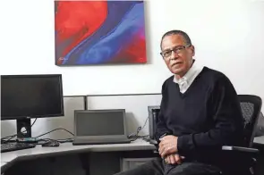  ?? PHOTOS BY FRED SQUILLANTE/COLUMBUS DISPATCH ?? CEO and founder Dwight Smith poses for a portrait on Monday at the company he founded, Sophistica­ted Systems.