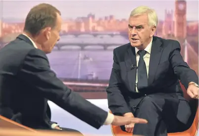  ?? Picture: Jeff Overs/BBC/PA. ?? Shadow chancellor John McDonnell on the Andrew Marr Show.