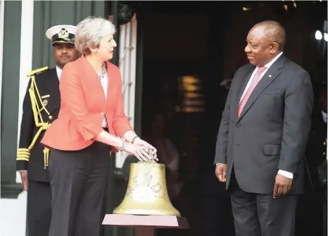  ?? Picture: Phando Jikelo/African News Agency (ANA) ?? STATE VISIT: British Prime Minister Theresa May with President Cyril Ramaphosa in Cape Town yesterday.