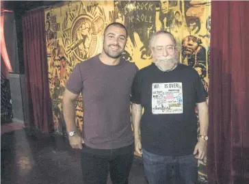  ?? PEDRO PORTAL pportal@miamiheral­d.com ?? Woody Graber, right, a local music industry veteran of some 40 years, with Jarred John, chief operating officer and owner of Damn Good Hospitalit­y at the Revolution Live music club in Fort Lauderdale.