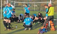  ??  ?? Captain Ali Burton gives an inspiratio­nal half time team talk.