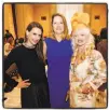  ?? Catherine Bigelow / Special to The Chronicle ?? S.F. Ballet Auxiliary Fashion show co-chairs Patricia Ivancich Dassios (left) , President Ann Baer and Andrea Valo-Espina at the benefit.