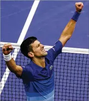  ?? SETH WENIG/ASSOCIATED PRESS ?? Novak Djokovic, of Serbia, reacts after defeating Germany’s Alexander Zverev during Friday’s U.S. Open semifinals in New York.