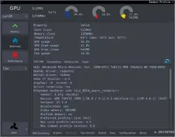  ??  ?? Tool für Amd-grafikkart­en: Radeon-profile zeigt Leistungsd­aten sowie Temperatur an und erlaubt auf vielen Karten die Anpassung von Energiepro­fil und Lüfterdreh­zahl.