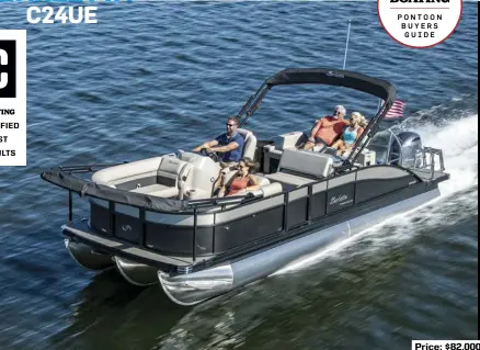  ??  ?? Price: $82,000
SPECS: LOA: 25'2" BEAM: 8'6" DRAFT: NA DRY WEIGHT: 3,124 lb. SEAT/WEIGHT CAPACITY: 13/2,644 lb. FUEL CAPACITY: 34 gal.
HOW WE TESTED: ENGINE: Yamaha F200 DRIVE/PROP: Outboard/Yamaha Reliance 15" x 141/2" 3-blade stainless steel GEAR RATIO: 1.86:1 FUEL LOAD: 13 gal. CREW WEIGHT: 190 lb.