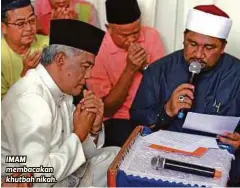  ??  ?? IMAM membacakan khutbah nikah.