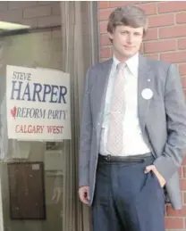  ?? DAVID LAZAROWYCH/ POSTMEDIA NEWS FILES ?? Stephen Harper, pictured during his Reform Party days, believed 50 per cent plus one would discourage strategic voting on the part of Quebec voters who were not serious about separation.