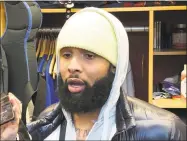  ?? Tom Canavan / Associated Press ?? Giants star receiver Odell Beckham Jr., talks to the media in East Rutherford, N.J., on Friday.