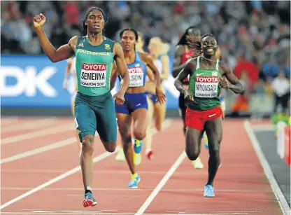  ?? /Reuters ?? Champion: Caster Semenya cruises to victory in the final of the 800m in London on Monday night.