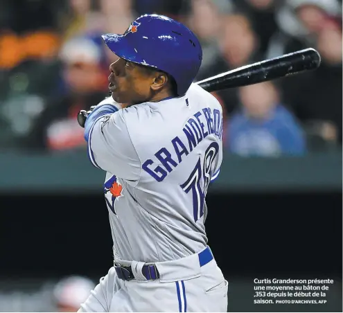  ?? PHOTO D’ARCHIVES, AFP ?? Curtis Granderson présente une moyenne au bâton de ,353 depuis le début de la saison.