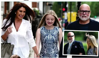  ??  ?? SNUB: Gary Goldsmith and daughter Tallulah join his wife Julie-Ann back in London last night. Inset: Gary and Tallulah earlier outside the church. Left: The Federers at the wedding