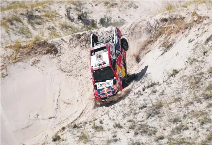  ?? Picture: AFP ?? ROUGH AND TUMBLE. Toyota’s Nasser Al-Attiyah of Qatar and French co-driver Matthieu Baumel in action during the tenth stage of the Dakar Rally between Salta and Belen, Argentina, on Tuesday.