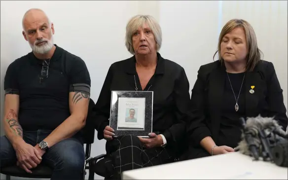  ?? Picture: Andrew Milligan/pa Wire ?? Elaine Johnston, centre, alongside Connie Mccready, right, from the Scottish members of the Covid-19 Bereaved Families for Justice group during a press conference at the Leonardo Hotel, Edinburgh, after they met Lord Brailsford, the new chair of the Scottish Covid-19 public inquiry