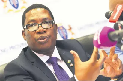  ?? Picture: Nigel Sibanda ?? HOPEFUL. Gauteng MEC for education Panyaza Lesufi briefs media in Johannesbu­rg yesterday on the state of readiness for the reopening of schools today.