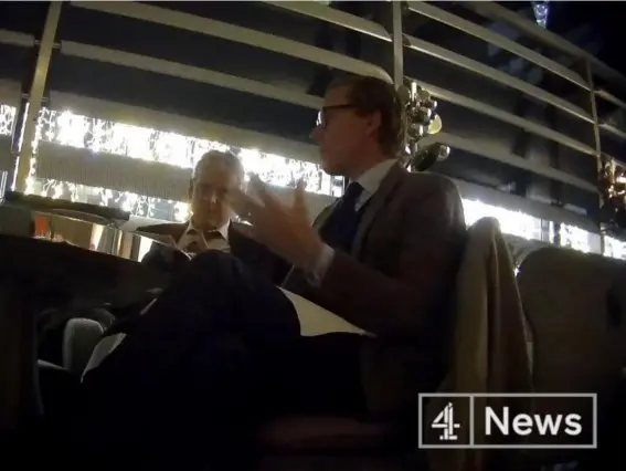  ??  ?? Alexander Nix, CEO of Cambridge Analytica (right) and Mark Turnbull, managing director of Cambridge Analytica Political Global (Channel 4 News)