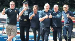  ?? ?? A thumbs up from crew members at Hillingdon Narrowboat­s Associatio­n.